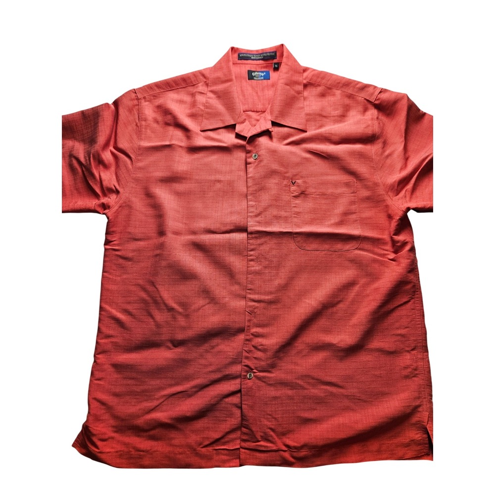 Callaway Golf Collection Mens XL Short Sleeve Button Down Shirt Orange Textured